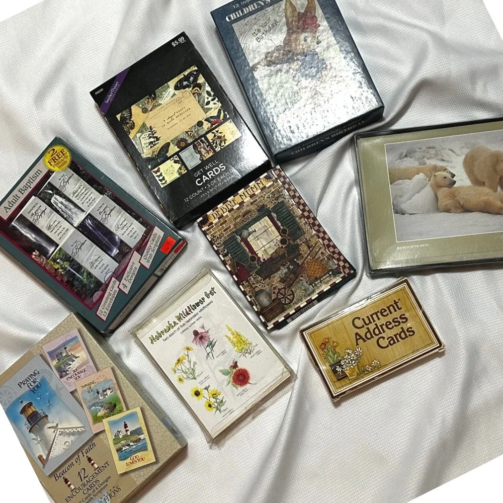 Unused Stationery Lot Greeting Cards Wildlife Nature Faith Multi Excellent Art L